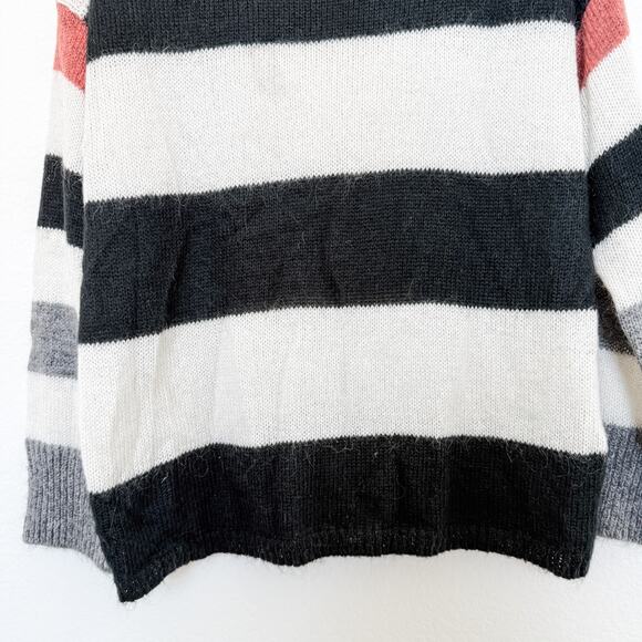 All Saints Suwa Striped Mohair Blend Sweater Black‎ White Size Small Oversized - Picture 5 of 8